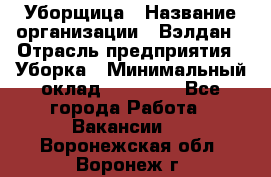 Уборщица › Название организации ­ Вэлдан › Отрасль предприятия ­ Уборка › Минимальный оклад ­ 24 000 - Все города Работа » Вакансии   . Воронежская обл.,Воронеж г.
